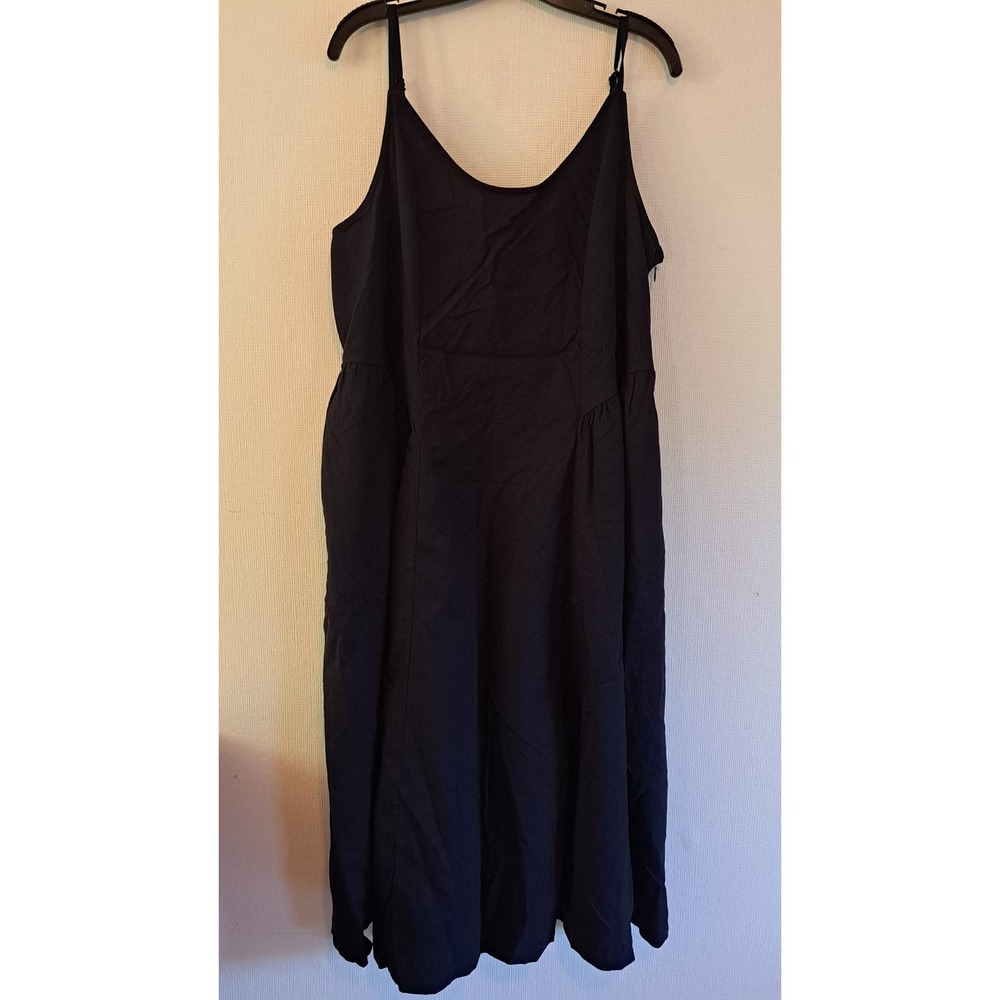 A New Day Midi Dress Womens XXL Black New Spaghetti Strap Pockets 1278-320